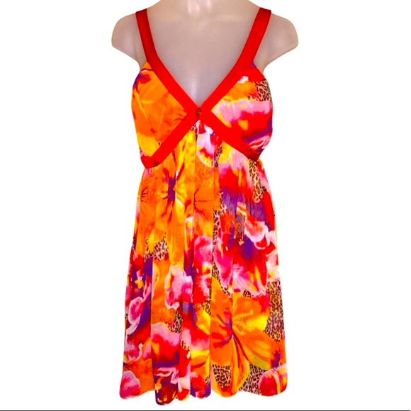 Victorias Secret Y2K 2000s Very Sexy tropical floral chemise cherry red NWOT S